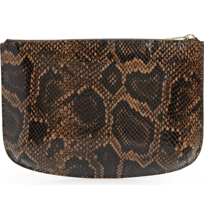 Shop A.p.c. Sarah Snake Embossed Leather Clutch - Brown In Marron Fonc