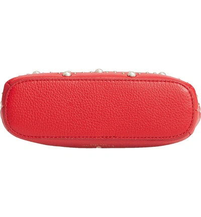 Shop Kate Spade Hayes Street - Ellery Imitation Pearl Studded Leather Crossbody Bag - Red In Royal Red
