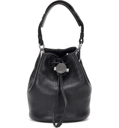 Shop Kara Baby Drawcord Leather Bucket Bag In Black