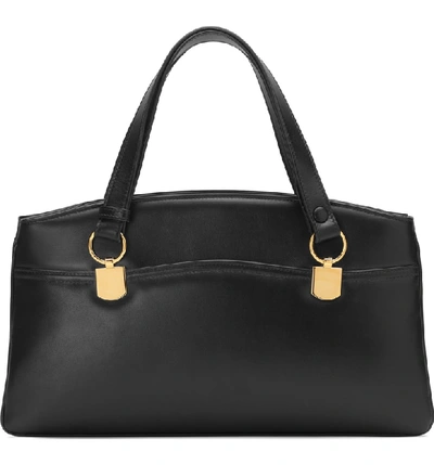 Shop Gucci Large Gg Leather Top Handle Bag In Nero