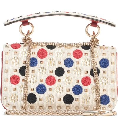 Shop Valentino Small Spike. It Shoulder Bag - White In Naturale/ Rosso V