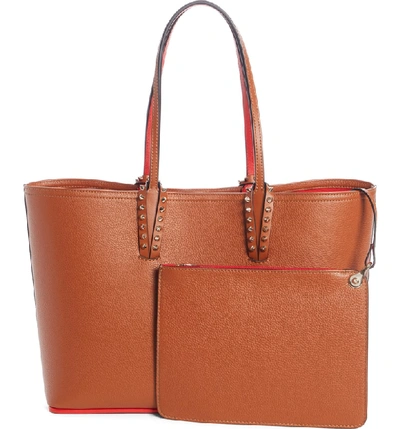 Shop Christian Louboutin Small Cabata Calfskin Leather Tote - Brown In Coconut/ Coconut