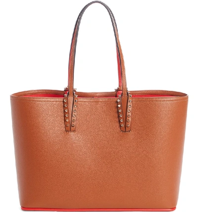 Shop Christian Louboutin Small Cabata Calfskin Leather Tote - Brown In Coconut/ Coconut