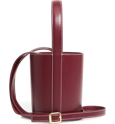 Shop Staud Bissett Leather Bucket Bag In Bordeux