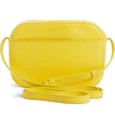 Shop Balenciaga Extra Small Everyday Calfskin Camera Bag - Yellow In Jaune Soleil/ Noir