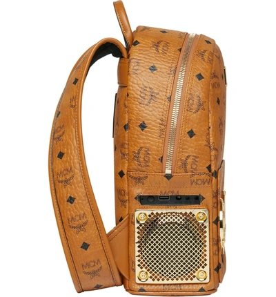 Shop Mcm X Wizpak Visetos Sound System Backpack - Brown In Cognac