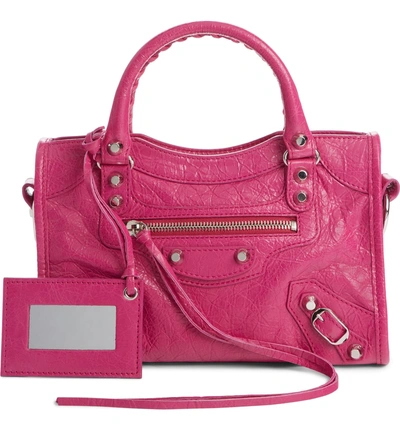 Shop Balenciaga Classic Mini City Leather Tote - Pink In Rose Magenta