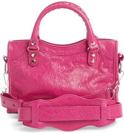 Shop Balenciaga Classic Mini City Leather Tote - Pink In Rose Magenta