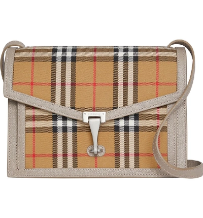 Shop Burberry Small Macken Vintage Check Crossbody Bag - Brown In Taupe Brown