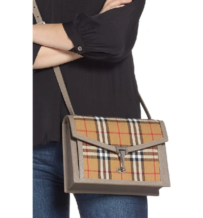 Shop Burberry Small Macken Vintage Check Crossbody Bag - Brown In Taupe Brown