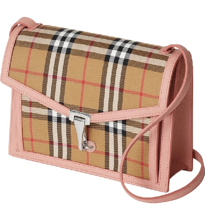 Shop Burberry Small Macken Vintage Check Crossbody Bag - Pink In Ash Rose