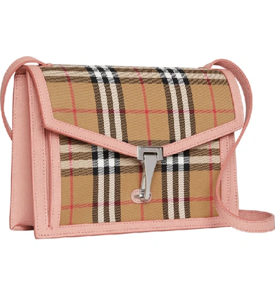 Shop Burberry Small Macken Vintage Check Crossbody Bag - Pink In Ash Rose