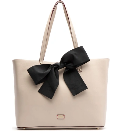 Shop Frances Valentine Trixie Leather Tote - Beige In Oyster/ Black