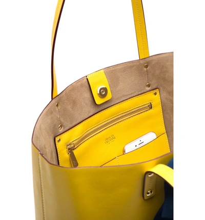 Shop Frances Valentine Trixie Leather Tote - Yellow In Yellow/ Navy