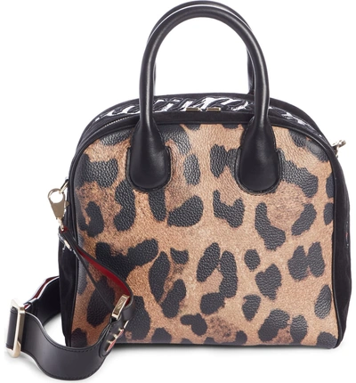 Shop Christian Louboutin Marie Jane Small Leather & Suede Satchel - Brown In Brown/ Black/ Black