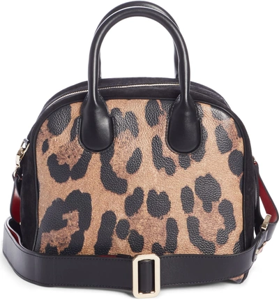 Shop Christian Louboutin Marie Jane Small Leather & Suede Satchel - Brown In Brown/ Black/ Black