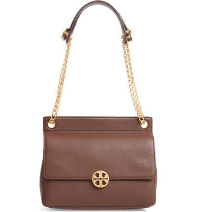 Shop Tory Burch Chelsea Flap Leather Shoulder Bag - Brown In Buffalo
