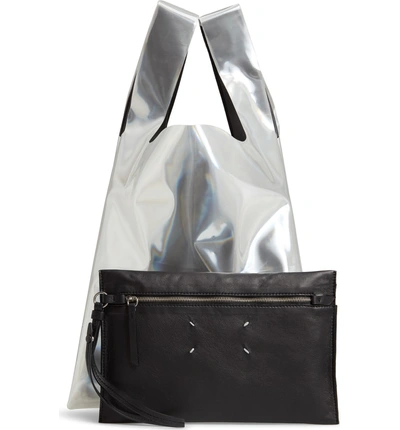 Shop Maison Margiela Pvc & Leather Shopper Bag - Black In Black/ Yellow Fluo