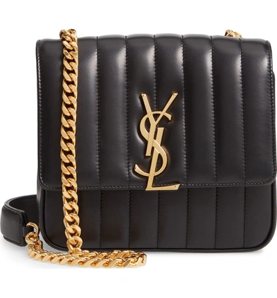 Shop Saint Laurent Medium Vicky Leather Crossbody Bag - Black In Noir