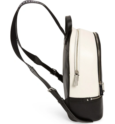 Shop Michael Michael Kors Medium Rhea Leather Backpack - Black In Black/ Optic White