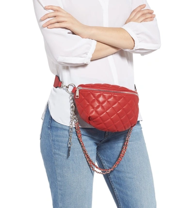 Shop Steve Madden Quilted Faux Leather Fanny Pack In Red