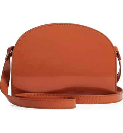 Shop Apc Sac Demilune Leather Crossbody Bag - Orange In Orange Pass