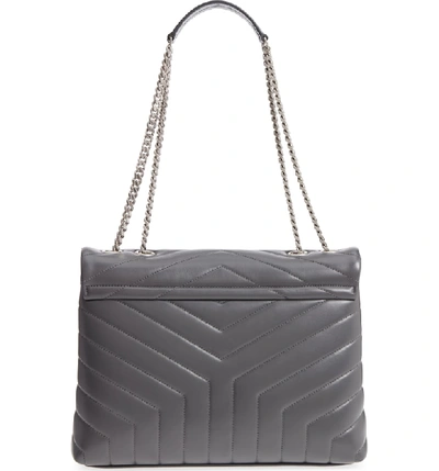 Shop Saint Laurent Medium Loulou Calfskin Leather Shoulder Bag - Grey In Storm/ Storm