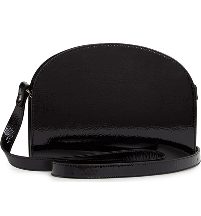 Shop Apc Sac Demilune Leather Crossbody Bag In Noir
