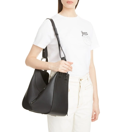 Shop Loewe Hammock Medium Calfskin Leather Shoulder Bag - Black