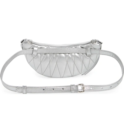 Shop Miu Miu Matelasse Lambskin Leather Belt Bag In Cromo