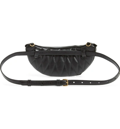 Shop Miu Miu Matelasse Lambskin Leather Belt Bag - Black In Nero