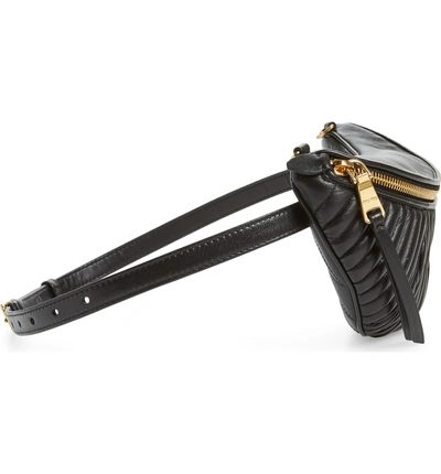 Shop Miu Miu Matelasse Lambskin Leather Belt Bag - Black In Nero