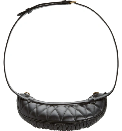 Shop Miu Miu Matelasse Lambskin Leather Belt Bag - Black In Nero