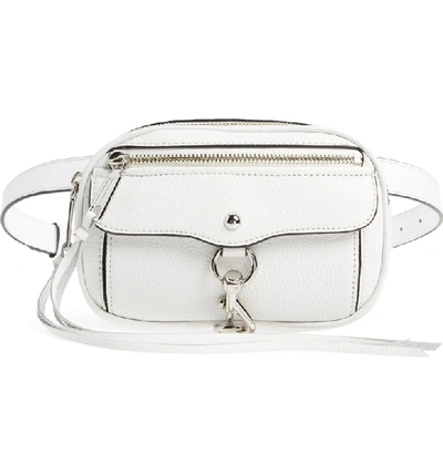Shop Rebecca Minkoff Blythe Leather Belt Bag - White In Optic White