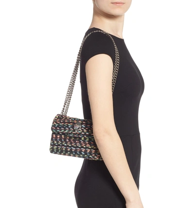 Shop Kurt Geiger Mini Kensington-x Tweed Shoulder Bag In Black/ Comb