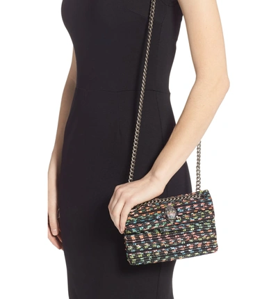 Shop Kurt Geiger Mini Kensington-x Tweed Shoulder Bag In Black/ Comb