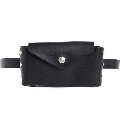 Shop Rag & Bone Atlas Leather Belt Bag - Black In Black/ Biking Red