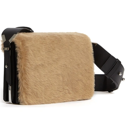 Shop Allsaints Versailles Leather & Genuine Shearling Shoulder Bag - Brown In Camel