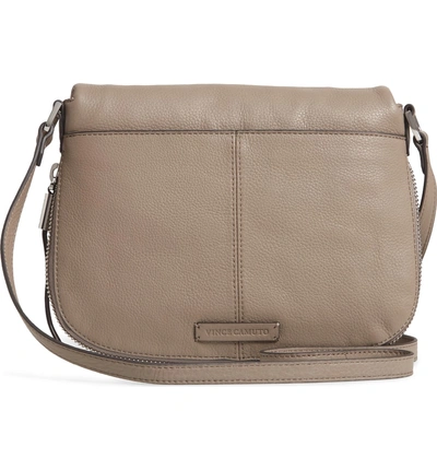 Shop Vince Camuto Key Leather Crossbody Bag - Grey In Tranquility