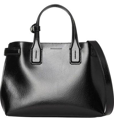 Shop Burberry Small Banner Leather Tote - Black