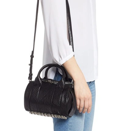 Shop Alexander Wang Mini Rockie - Nickel Lambskin Leather Satchel In Black