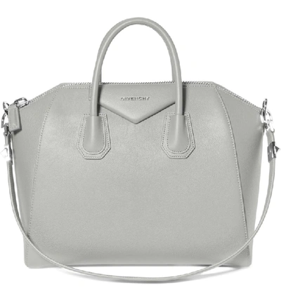 Shop Givenchy 'medium Antigona' Sugar Leather Satchel - Grey In Pearl Grey