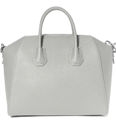 Shop Givenchy 'medium Antigona' Sugar Leather Satchel - Grey In Pearl Grey