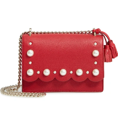 Shop Kate Spade Hayes Street - Hazel Studded Leather Crossbody Bag - Red In Royal Red
