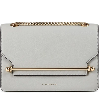 Shop Strathberry East/west Leather Crossbody Bag In Grey