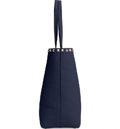 Shop Valentino Rockstud Leather Tote In Pure Blue