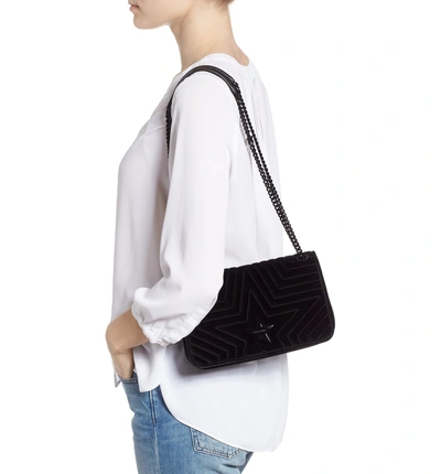 Shop Stella Mccartney Medium Velvet Star Shoulder Bag In Black