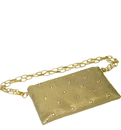 Shop Whiting & Davis Crystal Belt Bag - Metallic In Gold
