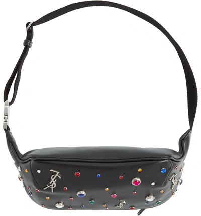 Shop Saint Laurent Monogram Studded Leather Belt Bag - Black In Noir Multi