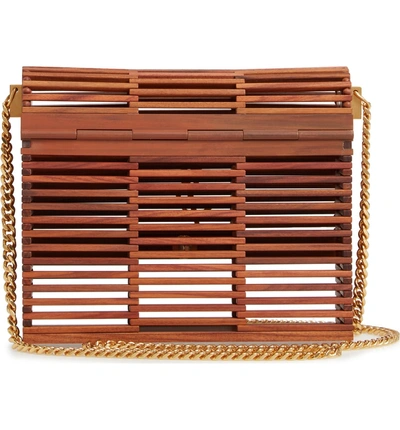Small kate wooden weave box bag best sale